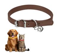 sourcing map Dog Collar with Bell, Pu Leather Cat Collars Pet Basic Soft Padded Adjustable Buckle, 12" (Brown, 1 Pcs), Intended for Teacup/Little Dog/Kitten Cats/Small Animals
