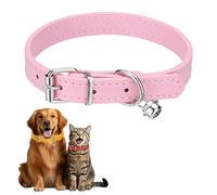 sourcing map Dog Collar with Bell, Pu Leather Cat Collars Pet Basic Soft Padded Adjustable Buckle, 14.5" (Pink, 1 Pcs), Intended for Teacup/Little Dog/Kitten Cats/Small Animals