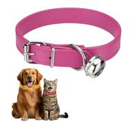 sourcing map Dog Collar with Bell, Pu Leather Cat Collars Pet Basic Soft Padded Adjustable Buckle, 16" (Hot Pink, 1 Pcs), Intended for Teacup/Little Dog/Kitten Cats/Small Animals