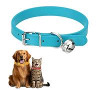 sourcing map Dog Collar with Bell, Pu Leather Cat Collars Pet Basic Soft Padded Adjustable Buckle, 20" (Bright Blue, 1 Pcs), Intended for Teacup/Little Dog/Kitten Cats/Small Animals