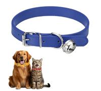 sourcing map Dog Collar with Bell, Pu Leather Cat Collars Pet Basic Soft Padded Adjustable Buckle, 20" (Navy, 1 Pcs), Intended for Teacup/Little Dog/Kitten Cats/Small Animals