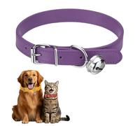 sourcing map Dog Collar with Bell, Pu Leather Cat Collars Pet Basic Soft Padded Adjustable Buckle, 20" (Purple, 1 Pcs), Intended for Teacup/Little Dog/Kitten Cats/Small Animals