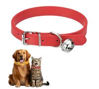 sourcing map Dog Collar with Bell, Pu Leather Cat Collars Pet Basic Soft Padded Adjustable Buckle, 20" (Red, 1 Pcs), Intended for Teacup/Little Dog/Kitten Cats/Small Animals