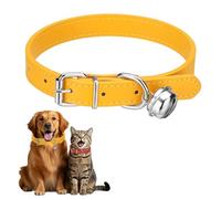 sourcing map Dog Collar with Bell, Pu Leather Cat Collars Pet Basic Soft Padded Adjustable Buckle, 20" (Gold, 1 Pcs), Intended for Teacup/Little Dog/Kitten Cats/Small Animals