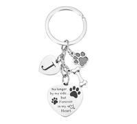 sourcing map Dog Memorial Gifts Personalized Pet Memorial Keychain for Loss of Dog Handmade Engraved Letter J with Paw Bone Heart Charm Lovers, Family Sympathy Gift