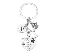 sourcing map Dog Memorial Gifts Personalized Pet Memorial Keychain for Loss of Dog Handmade Engraved Letter S with Paw Bone Heart Charm Lovers, Family Sympathy Gift