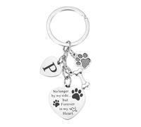 sourcing map Dog Memorial Gifts Personalized Pet Memorial Keychain for Loss of Dog Handmade Engraved Letter P with Paw Bone Heart Charm Lovers, Family Sympathy Gift
