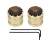 sourcing map Dome Knobs Guitar Knob 6mm Abalone Top Gold Metal Volume Tone Control for Electric Guitar Bass with Inner Hexagon Spanner Pack of 2