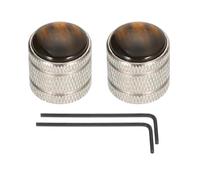 sourcing map Dome Knobs Guitar Knob 6mm Abalone Top Silver Metal Volume Tone Control for Electric Guitar Bass with Inner Hexagon Spanner Pack of 2