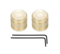 sourcing map Dome Knobs Guitar Knob 6mm White-Shell Top Gold Metal Volume Tone Control for Electric Guitar Bass with Inner Hexagon Spanner Pack of 2