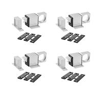 sourcing map Door Bolt Latch, Aluminum Alloy Security Automatic Window Gate Spring Bounce Lock, 4 Pcs (Silver Tone)