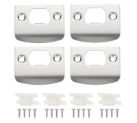 sourcing map Door Deadbolt Strike Plates Stainless Steel D Cam Block Door Locks Latch Strike Plate for Exterior Door Reinforce Security Silver Pack of 4