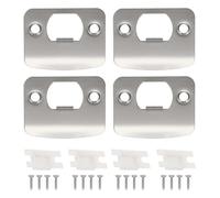 sourcing map Door Deadbolt Strike Plates Stainless Steel D Round Cam Block Door Locks Latch Strike Plate for Exterior Door Reinforce Security Silver Pack of 4