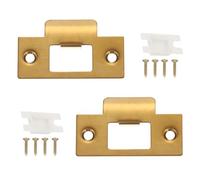 sourcing map Door Deadbolt Strike Plates Stainless Steel T Cam Block Door Locks Latch Strike Plate for Exterior Door Reinforce Security Gold Pack of 2