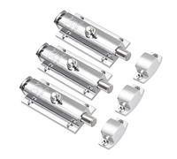 sourcing map Door Flush Bolt, 4-inch Zinc Alloy Security Sliding Barrel Latch Lock with Spring Switch, 3 Pcs (Nickel Plated)