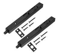 sourcing map Door Flush Bolts 7.87 x 0.79 Inch Bolt Latch for Double Doors, Flip Lever Mechanism French Doors Composite Wood Double Brush Stainless Steel Finish Sliding Door Black, Pack of 2