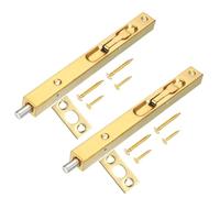 sourcing map Door Flush Bolts 7.87 x 0.79 Inch Bolt Latch for Double Doors, Flip Lever Mechanism French Doors Composite Wood Double Brush Stainless Steel Finish Sliding Door Gold, Pack of 2
