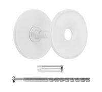 sourcing map Door Hole Cover Plate, 1-1/6" Dia Deadbolt Cover Plate Round Door Knob Hole Filler Plate Brushed Satin Nickel 1.38" Nut 3.54" Screws White Pack of 1