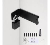 sourcing map Door Locks Hasp Latch, 90 Degree Right Angle Sliding Door Packlock Clasp Hinge Lock with Screws for Inward Opening, Closet, Shed, Barn, Cabinet, Black