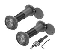 sourcing map Door Peephole, 2 Pcs Door Viewer Peephole with 1 16mm/0.63'' Drill Bit Kit Fit 1-2/5'' to 2-2/5'' Front Door 200 Degree Wide Angle Peepholes Reverse Privacy Covers, Gray