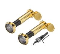 sourcing map Door Peephole, 2 Pcs Door Viewer Peephole with 1 16mm/0.63'' Drill Bit Kit Fit 2-3/5'' to 4-1/8'' Front Door 200 Degree Wide Angle Peepholes Reverse Privacy Covers, Gold