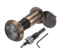 sourcing map Door Peephole, Door Viewer Peephole with 16mm/0.63'' Drill Bit Kit Fit 1-2/5'' to 2-2/5'' Front Door 200 Degree Wide Angle Peepholes Reverse Privacy Covers, Red Brushed