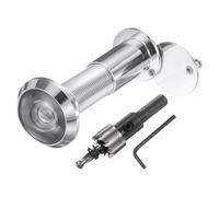 sourcing map Door Peephole, Door Viewer Peephole with 16mm/0.63'' Drill Bit Kit Fit 1-2/5'' to 2-2/5'' Front Door 200 Degree Wide Angle Peepholes Reverse Privacy Covers, Silver