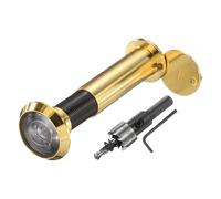 sourcing map Door Peephole, Door Viewer Peephole with 16mm/0.63'' Drill Bit Kit Fit 2-3/5'' to 4-1/8'' Front Door 200 Degree Wide Angle Peepholes Reverse Privacy Covers, Gold