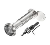 sourcing map Door Peephole, Door Viewer Peephole with 16mm/0.63'' Drill Bit Kit Fit 2-3/5'' to 4-1/8'' Front Door 200 Degree Wide Angle Peepholes Reverse Privacy Covers, Nickel Brushed