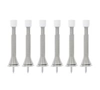 sourcing map Door Stop, 6Pcs Adjustable 3" to 4-11/16" - Spring Steel Door Stopper, Flexible Door Stoppers for Bottom of Door with Rubber Bumper Tips (Silver)