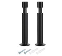 sourcing map Door Stopper, 2Pcs Door Stopper Bumper Wall Protector with Soft Rubber Tips Aluminum Alloy 4.3inch, Black
