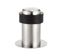 sourcing map Door Stopper Cylindrical Floor Mount Stop Brushed Stainless Steel 60mm Height