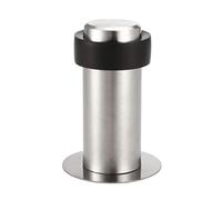 sourcing map Door Stopper Cylindrical Floor Mount Stop Brushed Stainless Steel 80mm Height