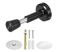 sourcing map Door Stoppers, 1pcs 4.1" Stainless Steel Door Stoppers for Wall, Hydraulic Buffer Telescopic Door Stops with Rubber Tip for Bottom of Door (Black)
