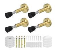 sourcing map Door Stoppers,4pcs 4.1" Stainless Steel Door Stoppers for Wall, Hydraulic Buffer Telescopic Door Stops with Rubber Tip for Bottom of Door (Brass)