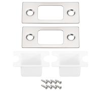 sourcing map Door Strike Plate, 2Pcs 57mm x 25.5mm 201 Stainless Steel Latch Deadbolt Strike Plate with Box for Door Frame Door Jamb, Silver
