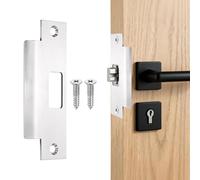 sourcing map Door Strike Plate, 4 27/32" x 1 7/8" Security Latch Strike Deadbolt Plates Door Backplate with Screws for Interior Doors Exterior Deadbolt (Silver)