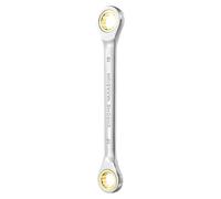 sourcing map Double Box End Ratcheting Wrench 17mm x 19mm Metric 72 Tooth Ratchet Gear Spanner Tools CR-V Black Nickel Plating Dual Box End Ratcheting Wrench for Repairs