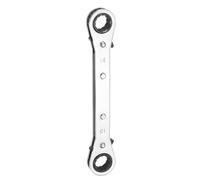 sourcing map Double Box End Reversible Ratcheting Wrench 14mm x 15mm CR-V Steel 180 Degrees Metric Double Head 12-Point 24-Teeth Adjustable Ratchet Gear Socket Spanner, Silver Grey