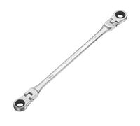 sourcing map Double Box End Wrench Extra Long Flex Head Metric 10 x 11 mm 72-Tooth 12-Point Ratcheting Double Box End Wrench 180 Degree Flex Head CR-V Steel for Garage Repair DIY, Silver