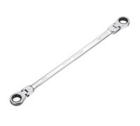 sourcing map Double Box End Wrench Extra Long Flex Head Metric 11/16" x 3/4" 72-Tooth 12-Point Ratcheting Double Box End Wrench 180 Degree Flex Head CR-V Steel for Garage Repair DIY, Silver