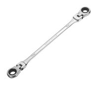 sourcing map Double Box End Wrench Extra Long Flex Head Metric 12 x 13 mm 72-Tooth 12-Point Ratcheting Double Box End Wrench 180 Degree Flex Head CR-V Steel for Garage Repair DIY, Silver