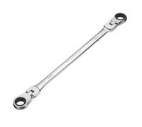 sourcing map Double Box End Wrench Extra Long Flex Head Metric 14 x 15 mm 72-Tooth 12-Point Ratcheting Double Box End Wrench 180 Degree Flex Head CR-V Steel for Garage Repair DIY, Silver