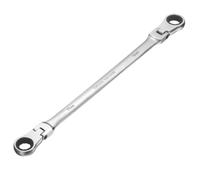 sourcing map Double Box End Wrench Extra Long Flex Head Metric 17 x 19mm 72-Tooth 12-Point Ratcheting Double Box End Wrench 180 Degree Flex Head CR-V Steel for Garage Repair DIY, Silver