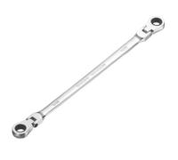 sourcing map Double Box End Wrench Extra Long Flex Head Metric 5/16" x 11/32" 72-Tooth 12-Point Ratcheting Double Box End Wrench 180 Degree Flex Head CR-V Steel for Garage Repair DIY, Silver