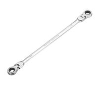 sourcing map Double Box End Wrench Extra Long Flex Head Metric 7/16" x 1/2" 72-Tooth 12-Point Ratcheting Double Box End Wrench 180 Degree Flex Head CR-V Steel for Garage Repair DIY, Silver