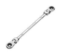 sourcing map Double Box End Wrench Extra Long Flex Head Metric 8 x 9 mm 72-Tooth 12-Point Ratcheting Double Box End Wrench 180 Degree Flex Head CR-V Steel for Garage Repair DIY, Silver