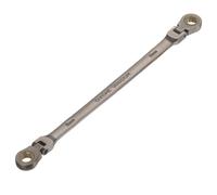 sourcing map Double Box End Wrench Extra Long Flex Head Metric 8 x 9mm 72-Tooth 12-Point Ratcheting Double Box End Wrench 180 Degree Flex Head CR-V Steel for Garage Repair DIY, Black