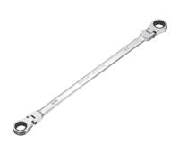 sourcing map Double Box End Wrench Extra Long Flex Head Metric 9/16" x 5/8" 72-Tooth 12-Point Ratcheting Double Box End Wrench 180 Degree Flex Head CR-V Steel for Garage Repair DIY, Silver