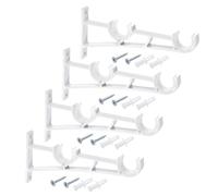 sourcing map Double Curtain Rod Bracket, 4Pcs - Aluminum Alloy Curtain Rod Holders, Curtain Rod Hooks Fit for 0.8-1 Inch Drape Poles for Wall Hanger (White)